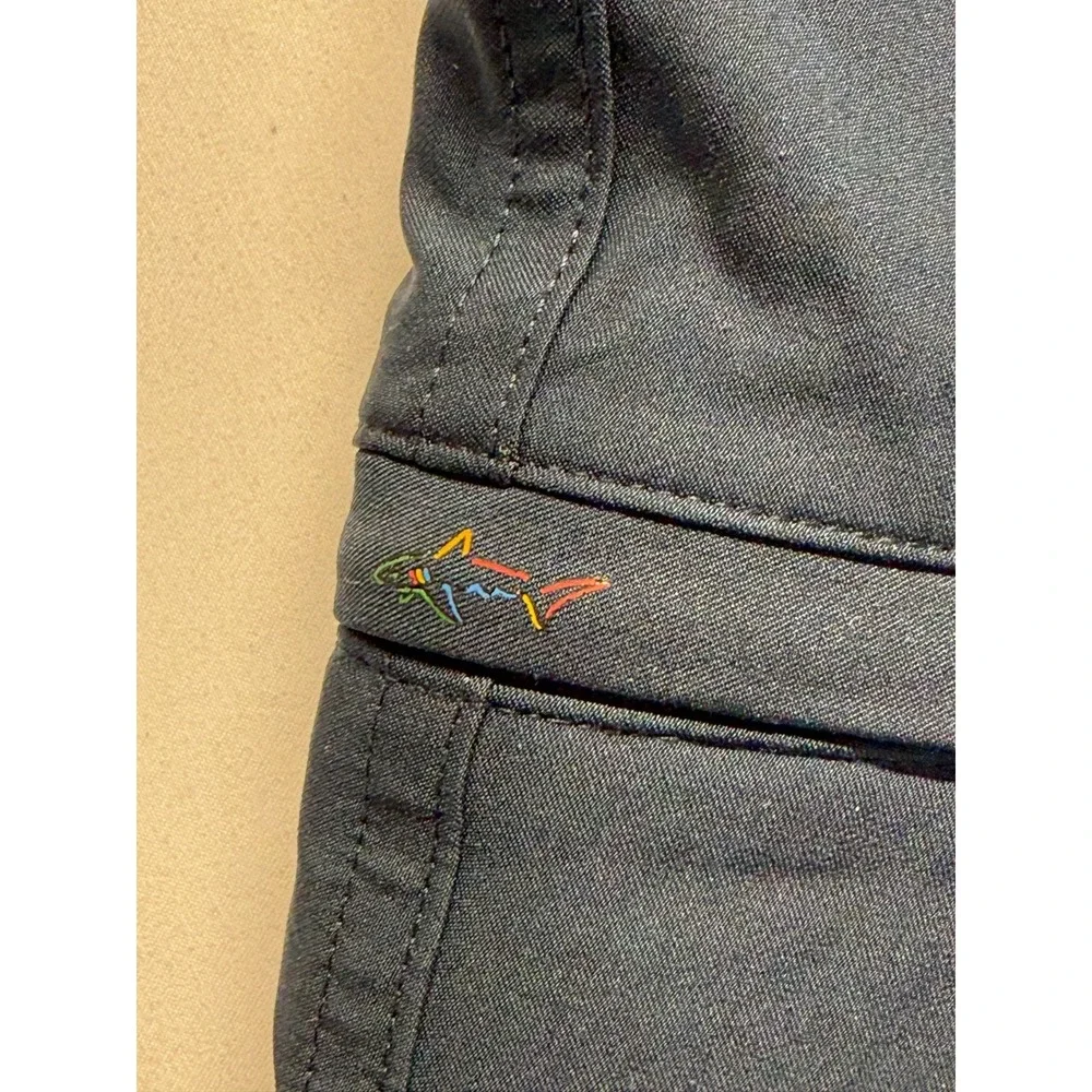 Greg Norman Golf Shorts Men 36 Navy Blue Shark Logo Stretch Athletic Performance